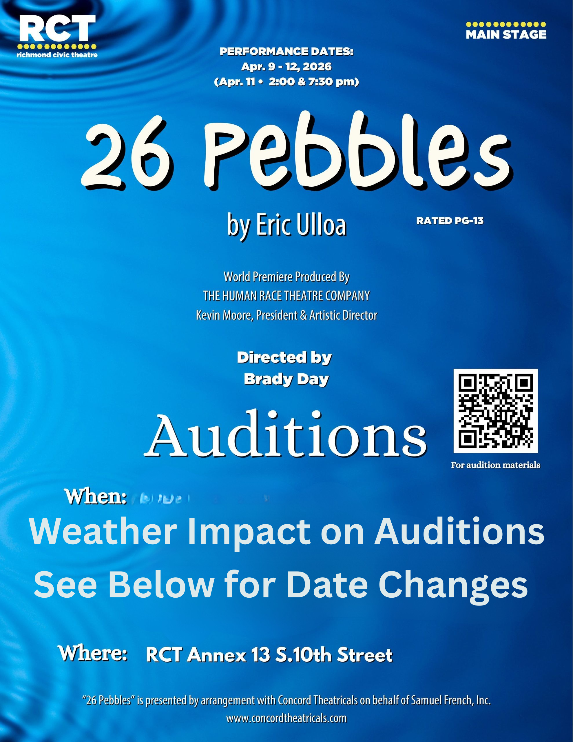 weather impacted auditions 26 Pebbles auditions